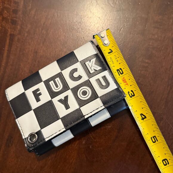 Black & White Checkerboard Statement Wallet Snap Closure - Picture 5 of 7